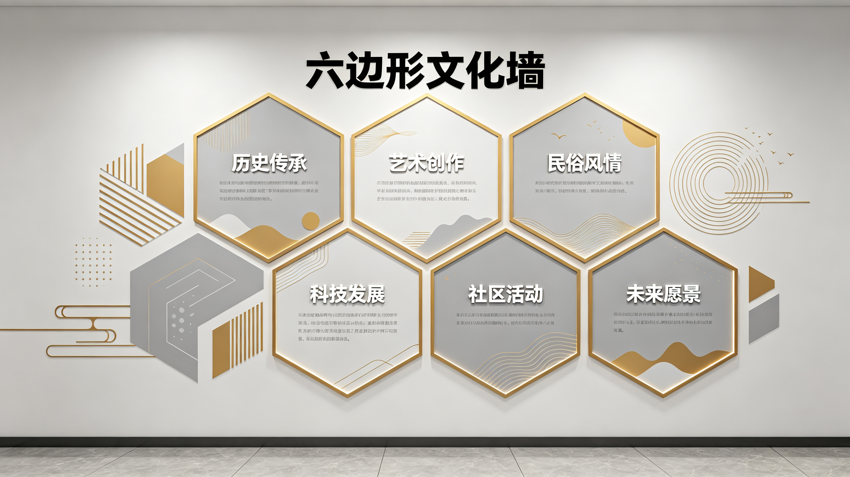 蒙城企业文化墙 | 六边形信息美学